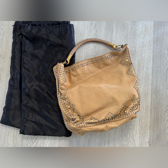 Yves Saint Laurent Camel Studded Shoulder Bag - Picture 12 of 15